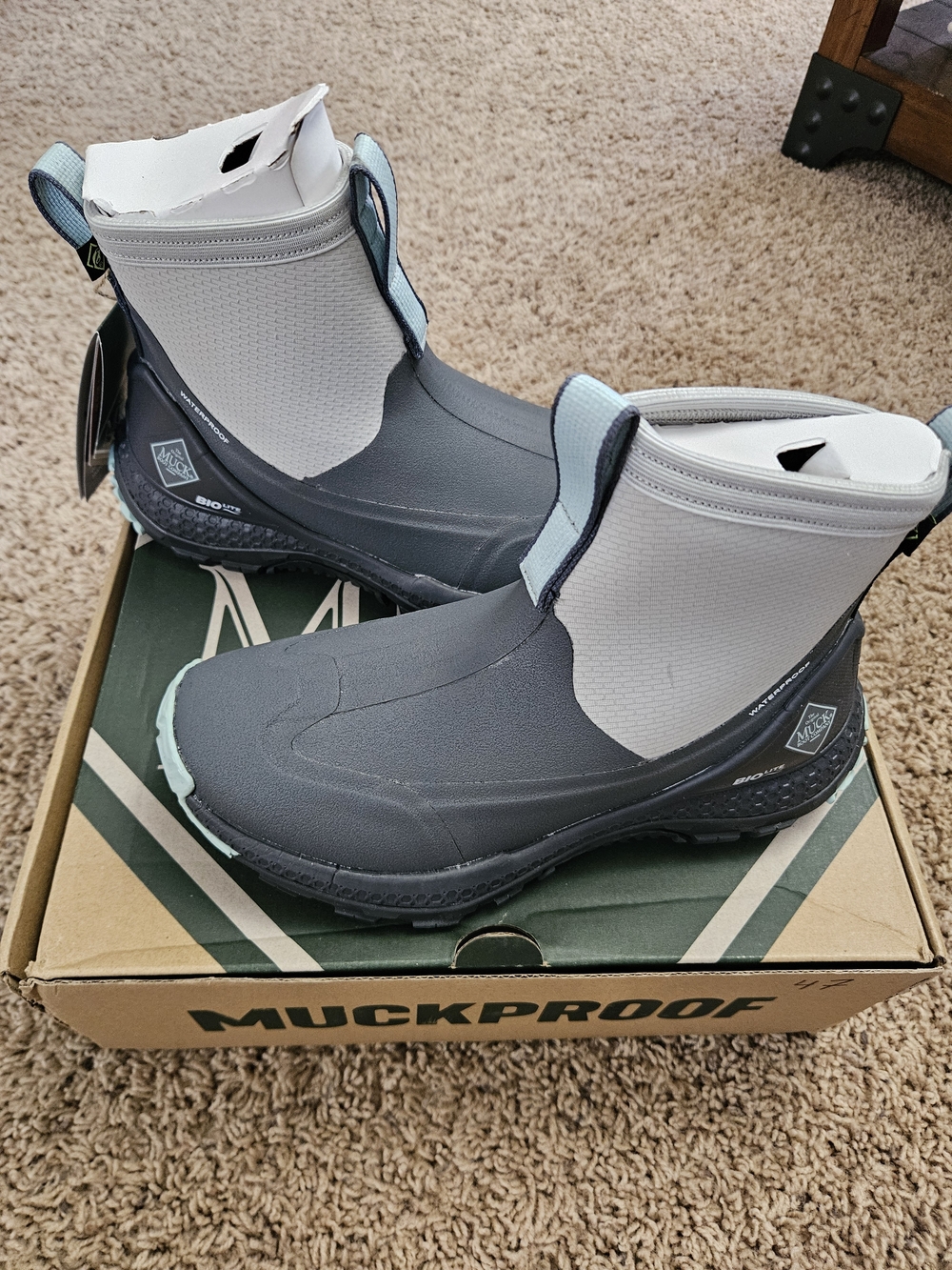 MuckBoots Women's Waterproof Ankle Boot in Gray and White